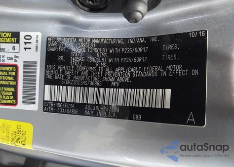 2017 Toyota Sienna Le 8 Passenger из США, поврежденный, VIN 5TDKZ3DC3HS796885